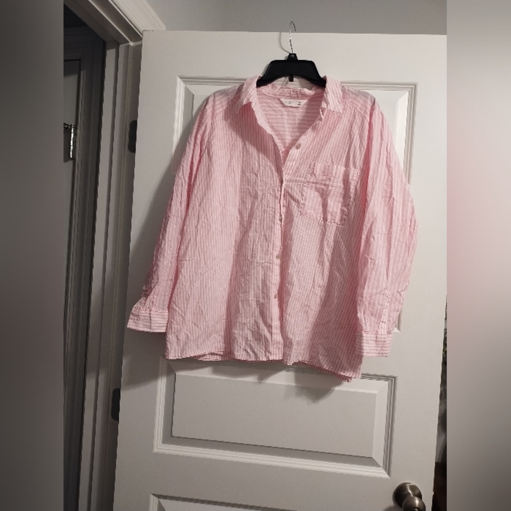 Pink Striped Button-Up Shirt